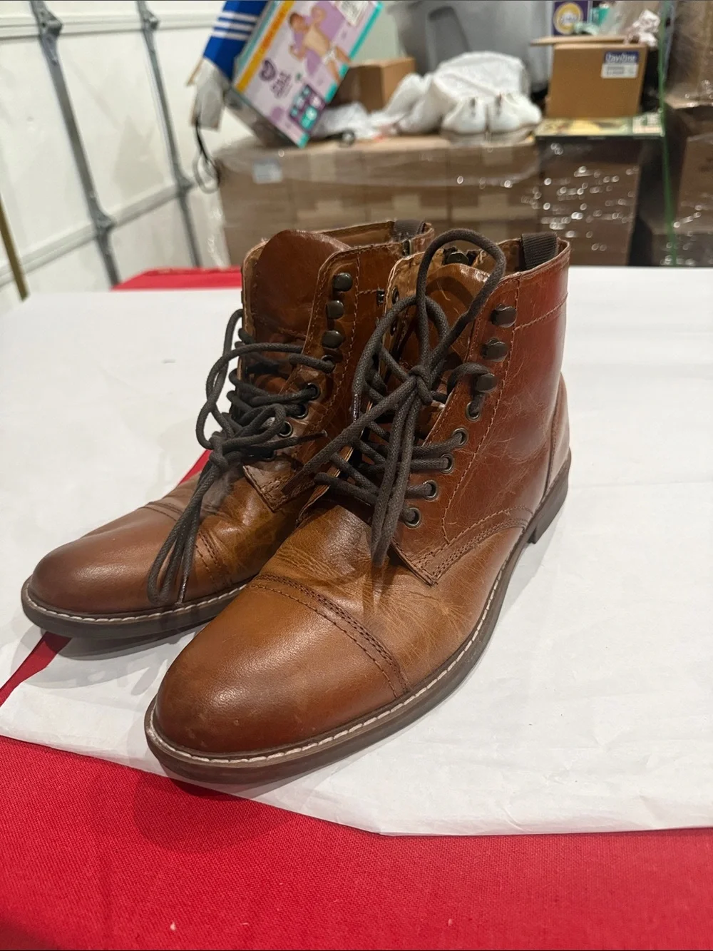 Crown Vintage Men's Tan Leather Chukka Lace-Up Boots